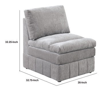 Luna 35 Inch Modular Armless Chair Three Layer Plush Cushioned Seat Gray By Casagear Home BM284329