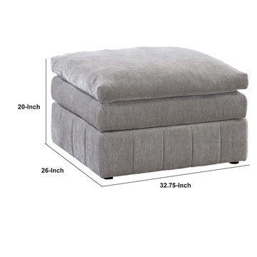 Luna 33 Inch Modular Ottoman Three Layer Plush Cushioned Seat Gray By Casagear Home BM284330