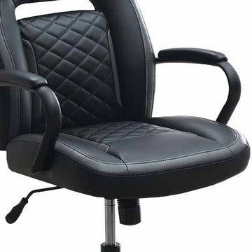 Ida 26 Inch Ergonomic Office Chair Faux Leather Swivel Seat Black Gray By Casagear Home BM284335