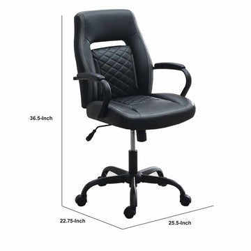 Ida 26 Inch Ergonomic Office Chair Faux Leather Swivel Seat Black Gray By Casagear Home BM284335