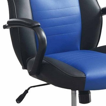 Rue 27 Inch Ergonomic Office Chair Faux Leather Swivel Seat Black Blue By Casagear Home BM284337