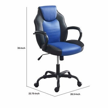 Rue 27 Inch Ergonomic Office Chair Faux Leather Swivel Seat Black Blue By Casagear Home BM284337