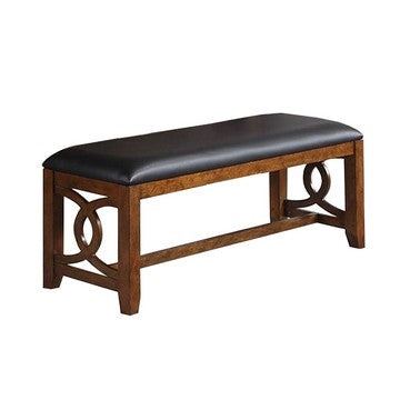 Ivy 50 Inch Modern Faux Leather Upholstered Dining Bench, Black, Brown By Casagear Home