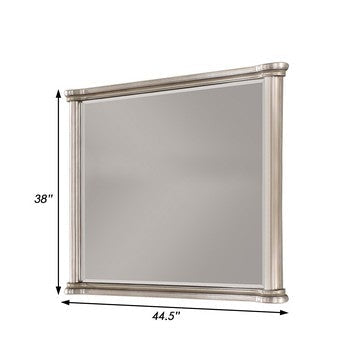 Ada 38 x 45 Rectangular Dresser Mirror Molded Trim Pine Wood Brown By Casagear Home BM284354