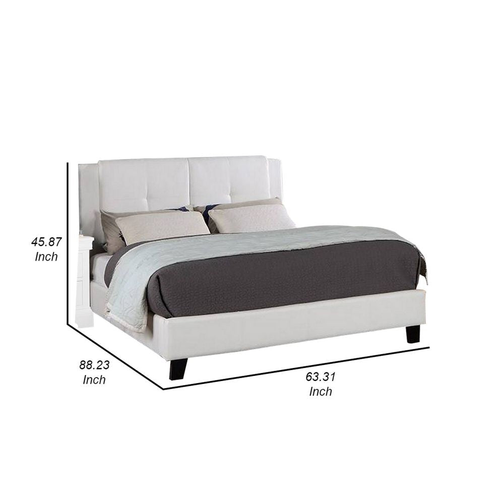 Amy Queen Size Platform Bed Vegan Faux Leather Upholstery White By Casagear Home BM284361