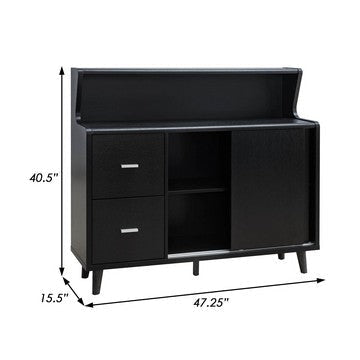 47 Inch Serving Cabinet Buffet Sideboard Console 2 Drawers Shelves Black By Casagear Home BM284377