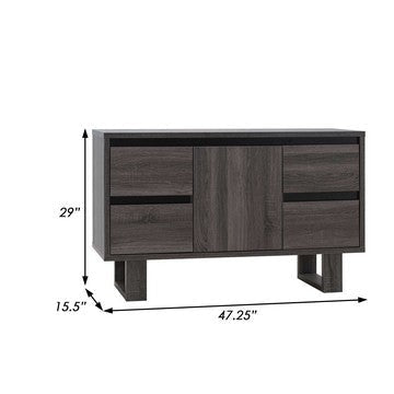 Hosa 47 Inch TV Media Entertainment Console 2 Drawers 1 Cabinet Black By Casagear Home BM284408