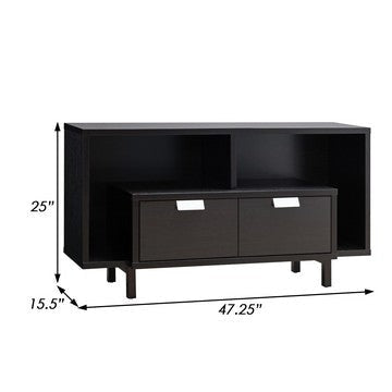 Jett 47 Inch TV Entertainment Console 2 Drawers 2 Shelves U Legs Brown By Casagear Home BM284411