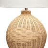 Cape 22 Inch Contemporary Rattan Table Lamp Hand Woven Linen Shade Brown By Casagear Home BM284414