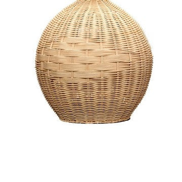 Cape 22 Inch Contemporary Rattan Table Lamp Hand Woven Linen Shade Brown By Casagear Home BM284414