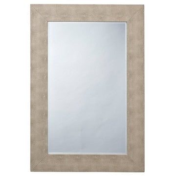 Structure 26 x 38 Modern Rectangular Mirror, Shargeen Texture, Bevel, Ivory By Casagear Home