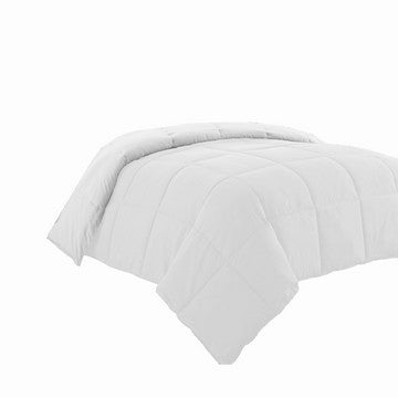 Beth Reversible Microfiber Twin Comforter, Squared Stitching, Pure White By Casagear Home