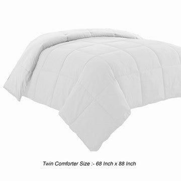 Beth Reversible Microfiber Twin Comforter Squared Stitching Pure White By Casagear Home BM284434