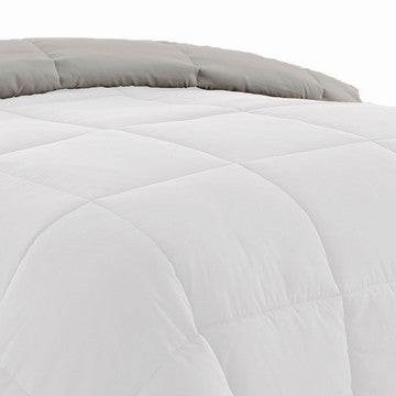 Beth Reversible Microfiber Twin Comforter Squared Stitching White Gray By Casagear Home BM284435