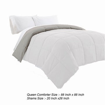 Beth Reversible Microfiber Queen Comforter Squared Stitching White Gray By Casagear Home BM284437