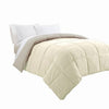 Beth Reversible Microfiber Queen Comforter, Squared Stitching, Ivory, Beige By Casagear Home