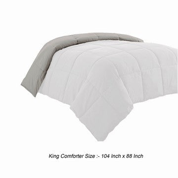 Beth Reversible Microfiber King Comforter Squared Stitching White Gray By Casagear Home BM284440