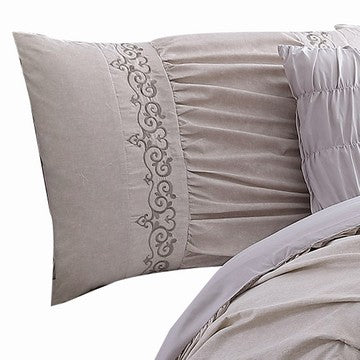 Rue 8 Piece Queen Size Comforter Set Microfiber Pleated Design Beige By Casagear Home BM284442