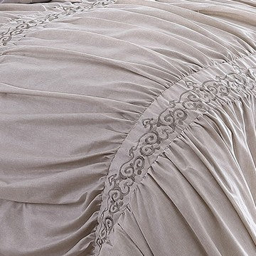 Rue 8 Piece Queen Size Comforter Set Microfiber Pleated Design Beige By Casagear Home BM284442