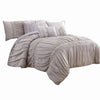 Rue 8 Piece Queen Size Comforter Set, Microfiber, Pleated Design, Beige By Casagear Home