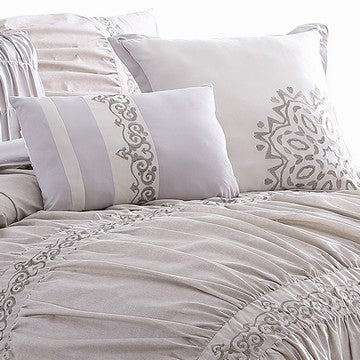 Rue 8 Piece King Size Comforter Set Microfiber Pleated Design Beige By Casagear Home BM284443