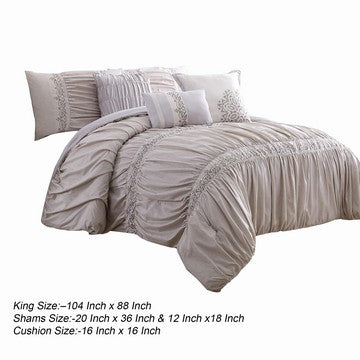 Rue 8 Piece King Size Comforter Set Microfiber Pleated Design Beige By Casagear Home BM284443