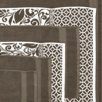 Bev Modern 6 Piece Cotton Towel Set Jacquard Filigree Pattern Taupe Brown By Casagear Home BM284466