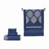 Eula Modern 6 Piece Cotton Towel Set, Stylish Damask Pattern, Deep Blue By Casagear Home