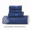 Eula Modern 6 Piece Cotton Towel Set Stylish Damask Pattern Deep Blue By Casagear Home BM284473