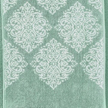 Eula Modern 6 Piece Cotton Towel Set Stylish Damask Pattern Sage Green By Casagear Home BM284474