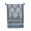 Eula Modern 6 Piece Cotton Towel Set Stylish Damask Pattern Slate Blue By Casagear Home BM284475