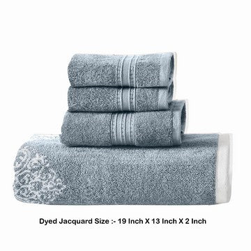 Eula Modern 6 Piece Cotton Towel Set Stylish Damask Pattern Slate Blue By Casagear Home BM284475