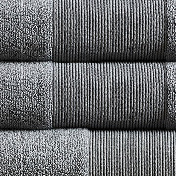 Indy Modern 6 Piece Cotton Towel Set Softly Textured Design Dark Gray By Casagear Home BM284479