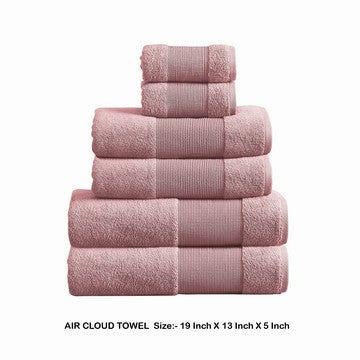 Indy Modern 6 Piece Cotton Towel Set Softly Textured Design Silky Pink By Casagear Home BM284481