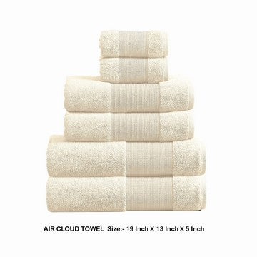 Indy Modern 6 Piece Cotton Towel Set Softly Textured Design Creamy White By Casagear Home BM284483