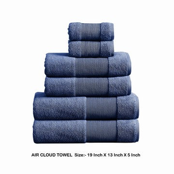 Indy Modern 6 Piece Cotton Towel Set Softly Textured Design Deep Blue By Casagear Home BM284484