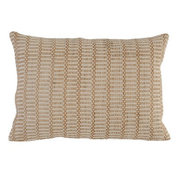 14 x 20 Lumbar Accent Throw Pillow, Basket Jute Handwoven Pattern, Beige By Casagear Home