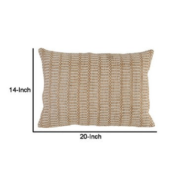 14 x 20 Lumbar Accent Throw Pillow Basket Jute Handwoven Pattern Beige By Casagear Home BM284486