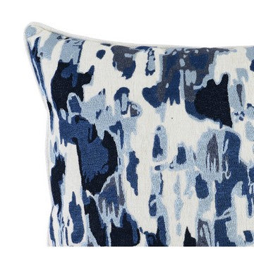 Lyla 22 Inch Square Cotton Accent Throw Pillow Abstract Design Blue White By Casagear Home BM284487