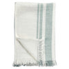 50 Inch Throw Blanket Soft Belgian Flax Linen Sage Green Stripes White By Casagear Home BM284498