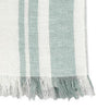 50 Inch Throw Blanket Soft Belgian Flax Linen Sage Green Stripes White By Casagear Home BM284498