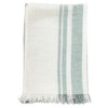 50 Inch Throw Blanket, Soft Belgian Flax Linen, Sage Green Stripes, White By Casagear Home