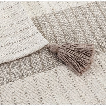 50 Inch Throw Blanket Ultra Soft Yarn Dyed Woven Stripes Beige Brown By Casagear Home BM284499