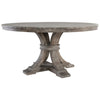 60 Inch Classic Round Wood Dining Table, Pedestal, Handcrafted, Gray, Brown By Casagear Home