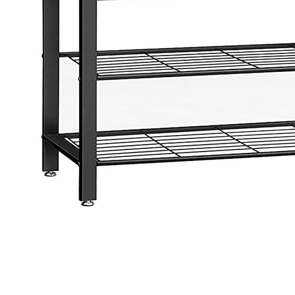 Ann 72 Inch Hallway Tree Shoe Bench 9 Hooks Slatted Metal Shelf Brown By Casagear Home BM284551