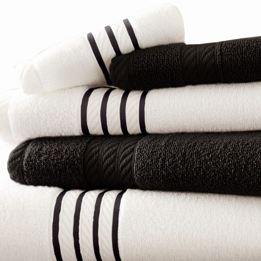 Dana 6 Piece Soft Egyptian Cotton Towel Set Stripes Black White By Casagear Home BM284580