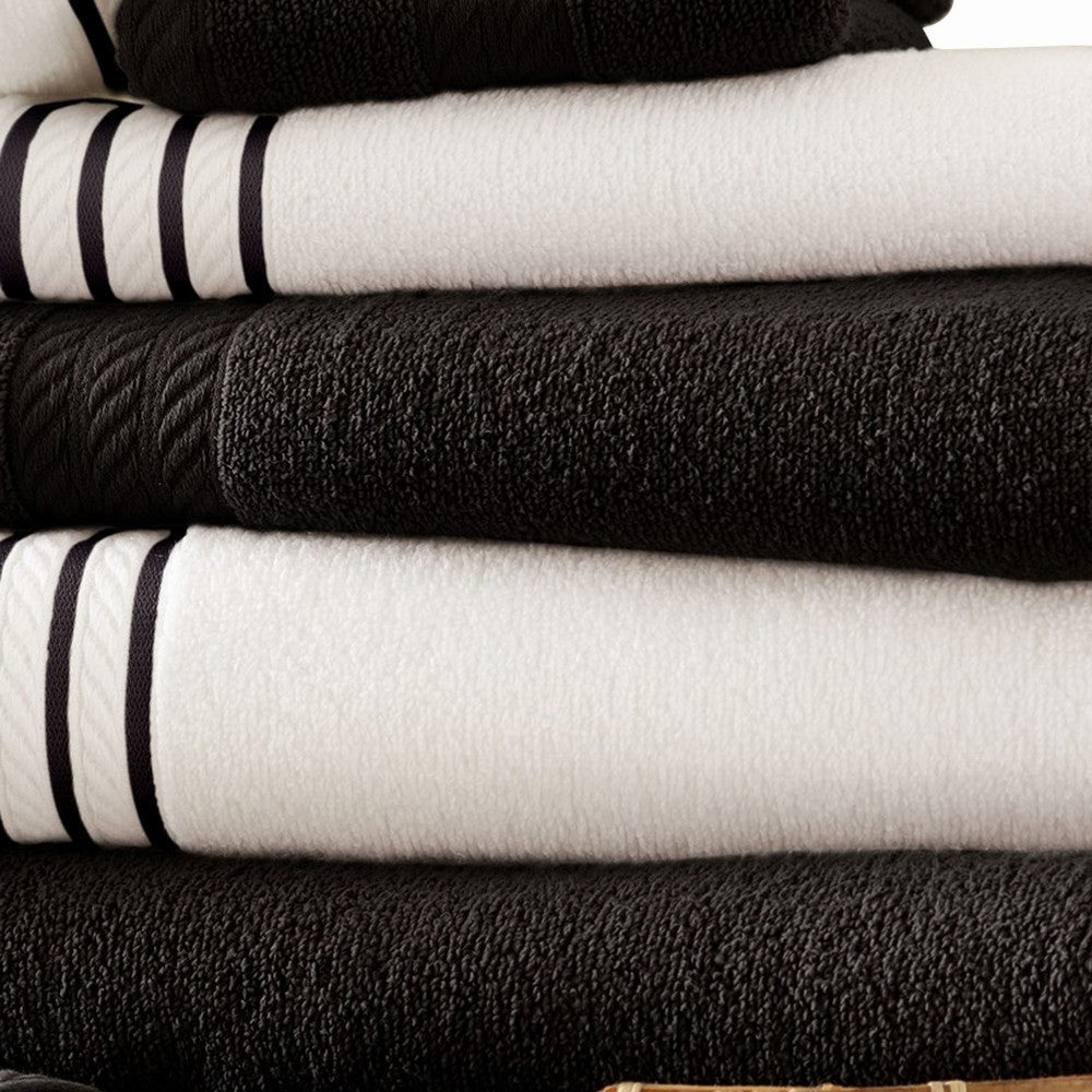 Dana 6 Piece Soft Egyptian Cotton Towel Set Stripes Black White By Casagear Home BM284580