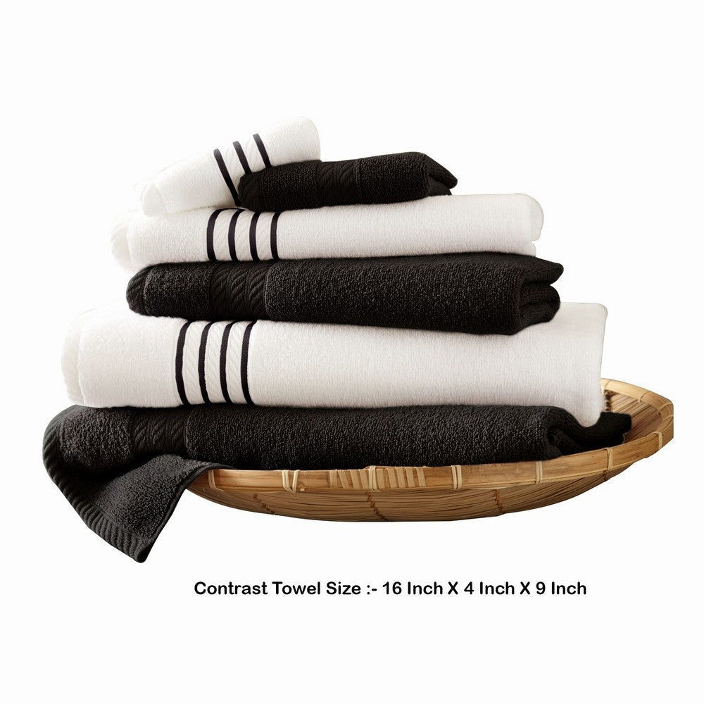 Dana 6 Piece Soft Egyptian Cotton Towel Set Stripes Black White By Casagear Home BM284580