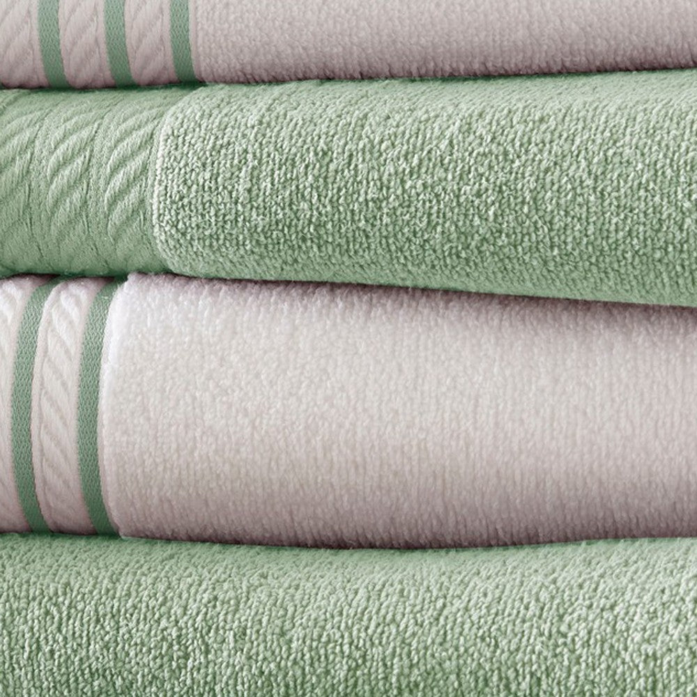 Dana 6 Piece Soft Egyptian Cotton Towel Set Striped Sage Green White By Casagear Home BM284582