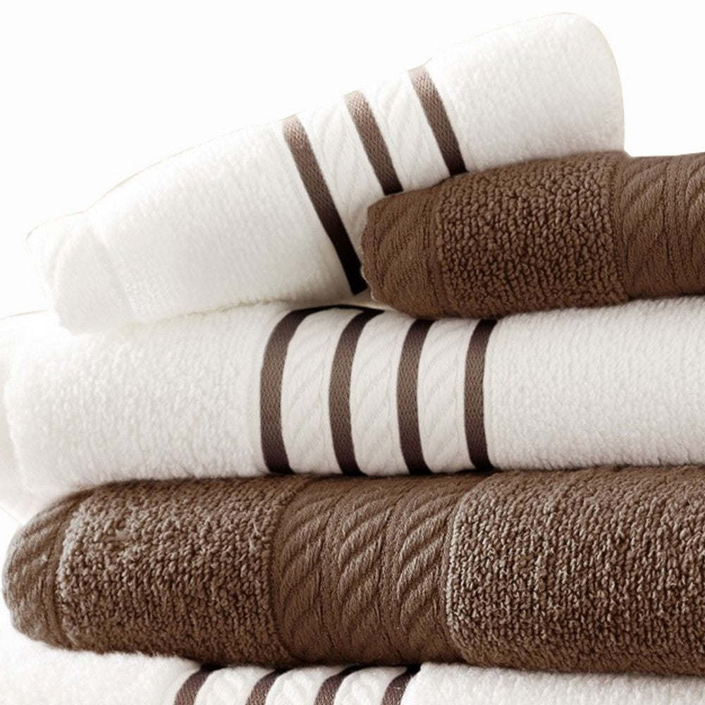 Dana 6 Piece Soft Egyptian Cotton Towel Set Striped Pattern Brown White By Casagear Home BM284583